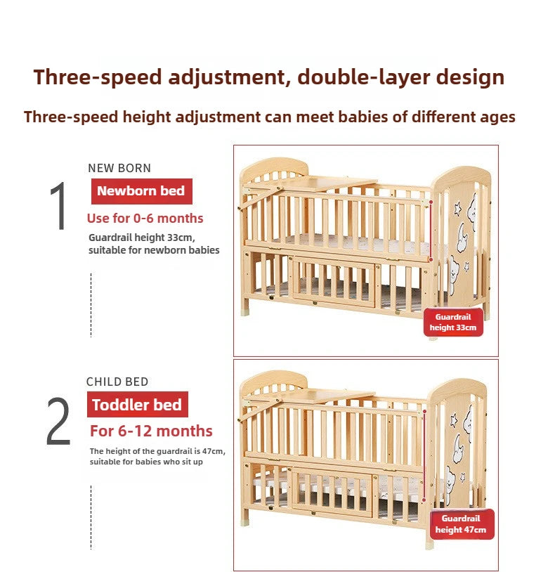 NestRock™ Solid Wood Baby Rocking Bed (with Wheels & Mosquito Net)