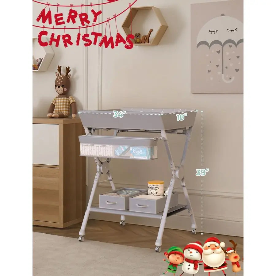NestChange™ Portable Changing Table with Heating (Foldable & Wheels)