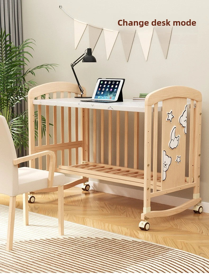 NestRock™ Solid Wood Baby Rocking Bed (with Wheels & Mosquito Net)
