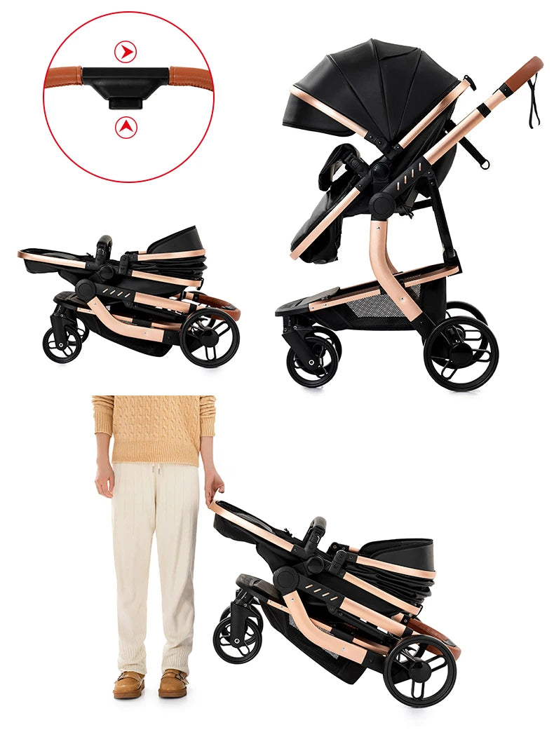 NestLuxe™ 2-in-1 Leather Stroller (Luxury Travel System)
