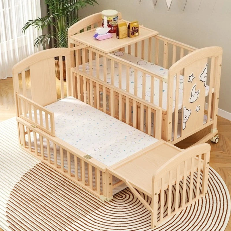NestRock™ Solid Wood Baby Rocking Bed (with Wheels & Mosquito Net)