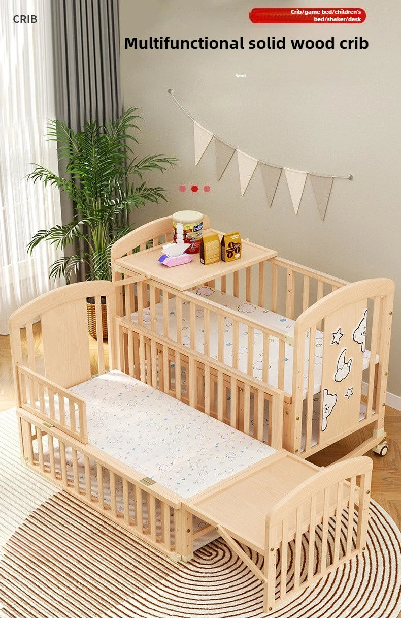 NestRock™ Solid Wood Baby Rocking Bed (with Wheels & Mosquito Net)