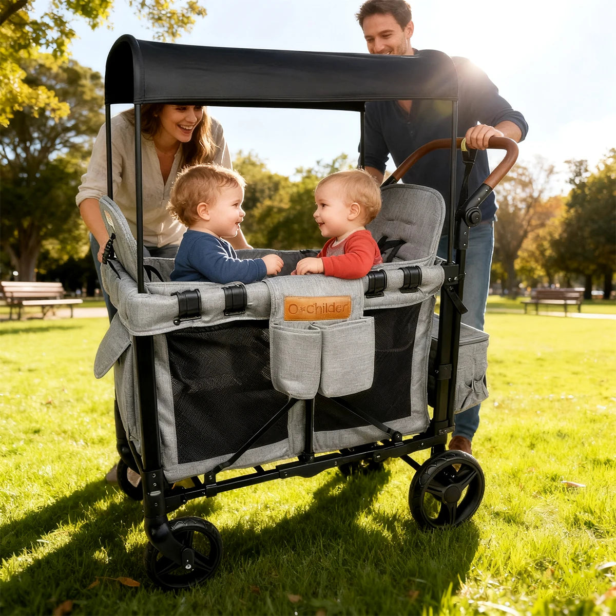 NestRide™ Twin Stroller (Foldable Double Seat)