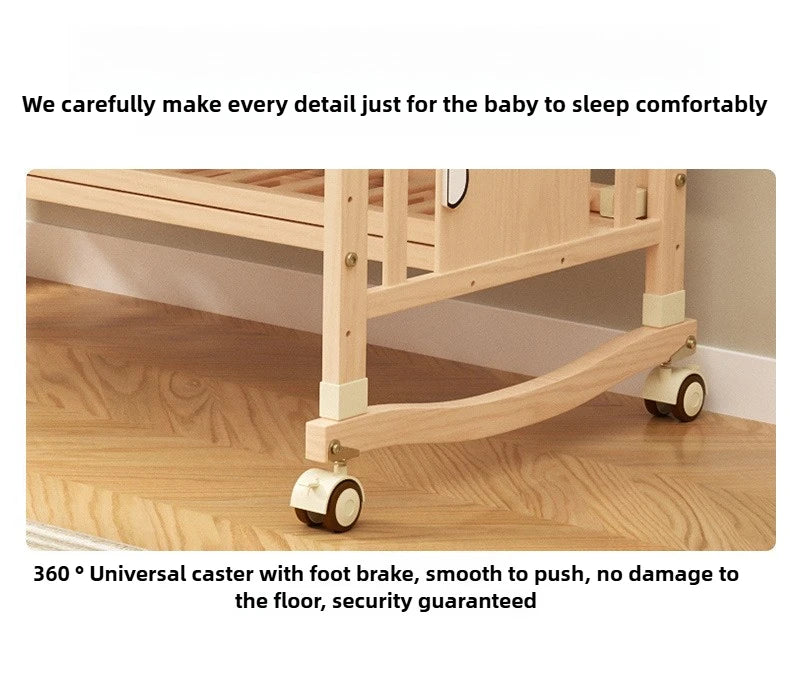 NestRock™ Solid Wood Baby Rocking Bed (with Wheels & Mosquito Net)