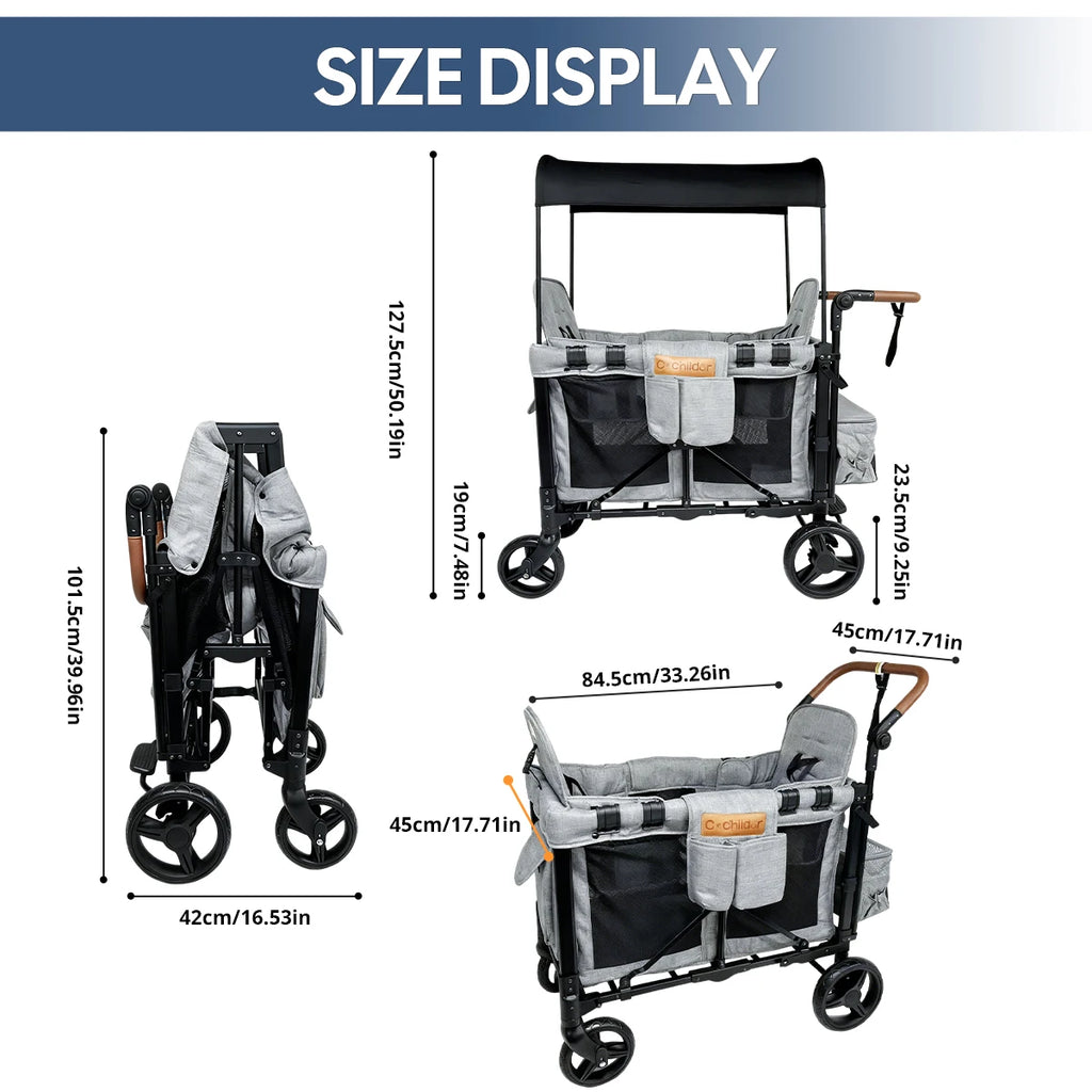 NestRide™ Twin Stroller (Foldable Double Seat)