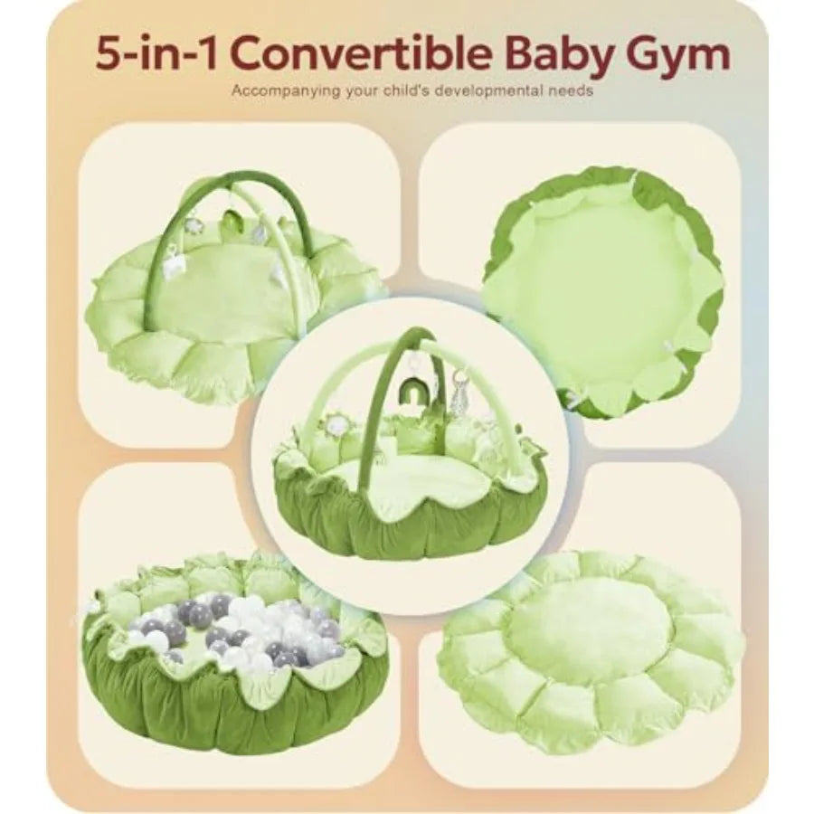 NestPlay™ 5-in-1 Plush Play Gym & Tummy Time Mat