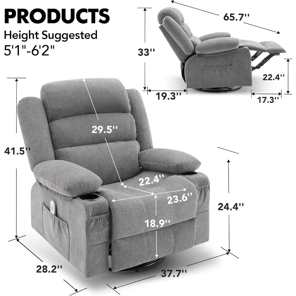 NestComfort™ Swivel Glider Recliner (Heat & Massage, Oversized)