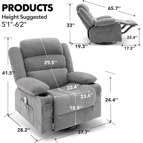 NestComfort™ Swivel Glider Recliner (Heat & Massage, Oversized)
