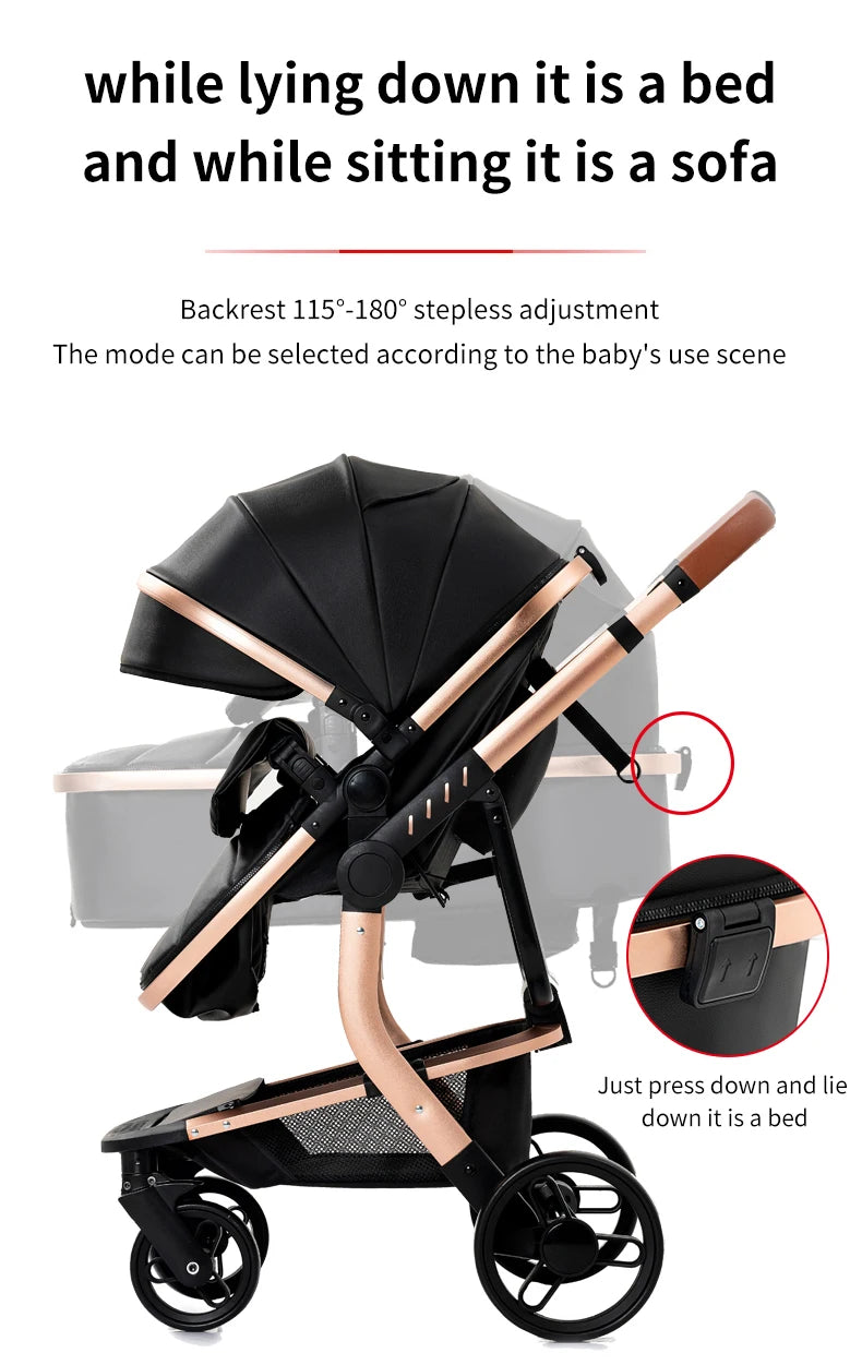 NestLuxe™ 2-in-1 Leather Stroller (Luxury Travel System)