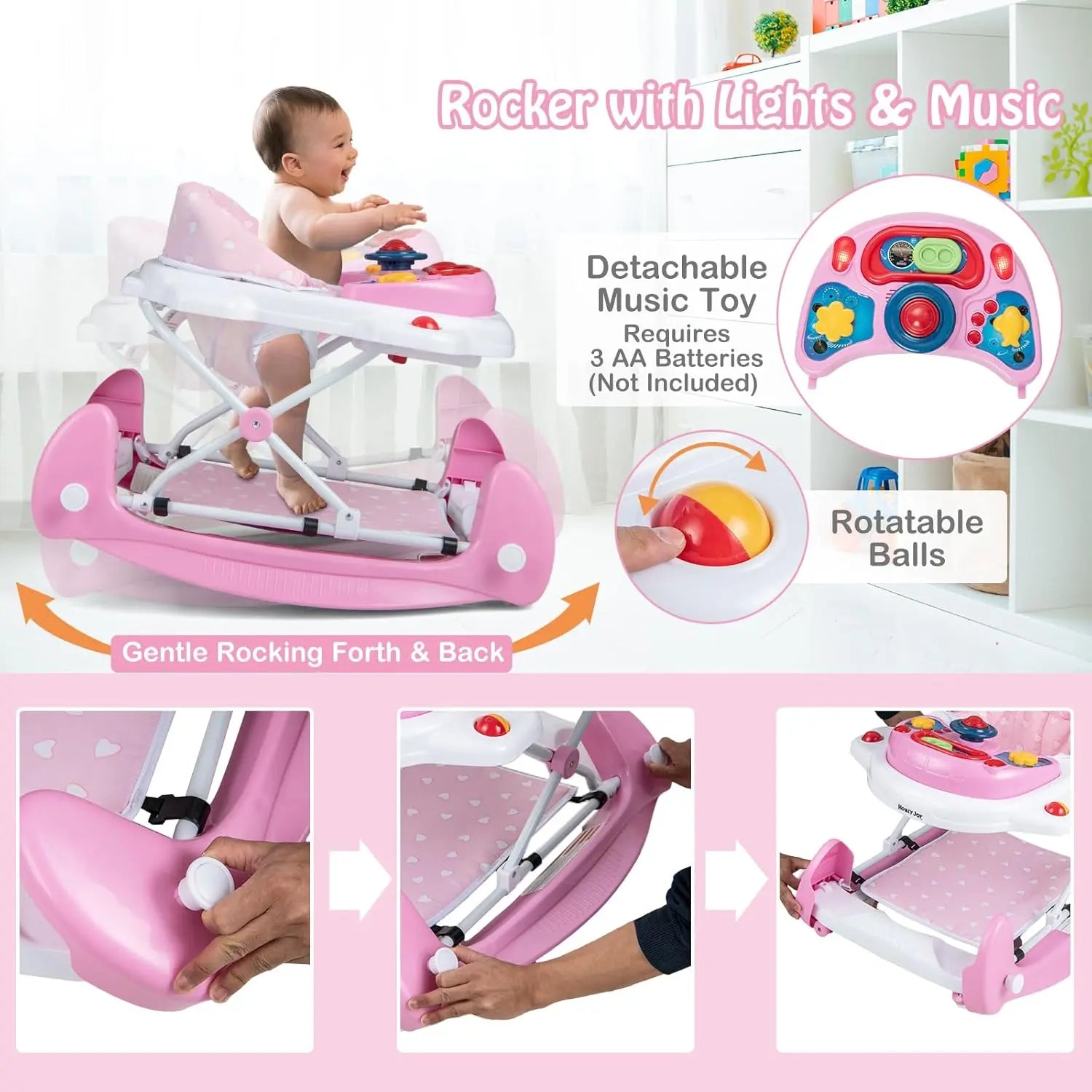 NestStride™ 6-in-1 Foldable Baby Walker & Bouncer Combo