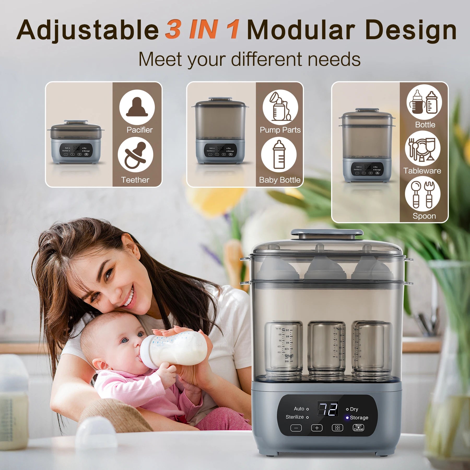 NestPure™ 4-in-1 Bottle Sterilizer & Dryer (72H Storage)