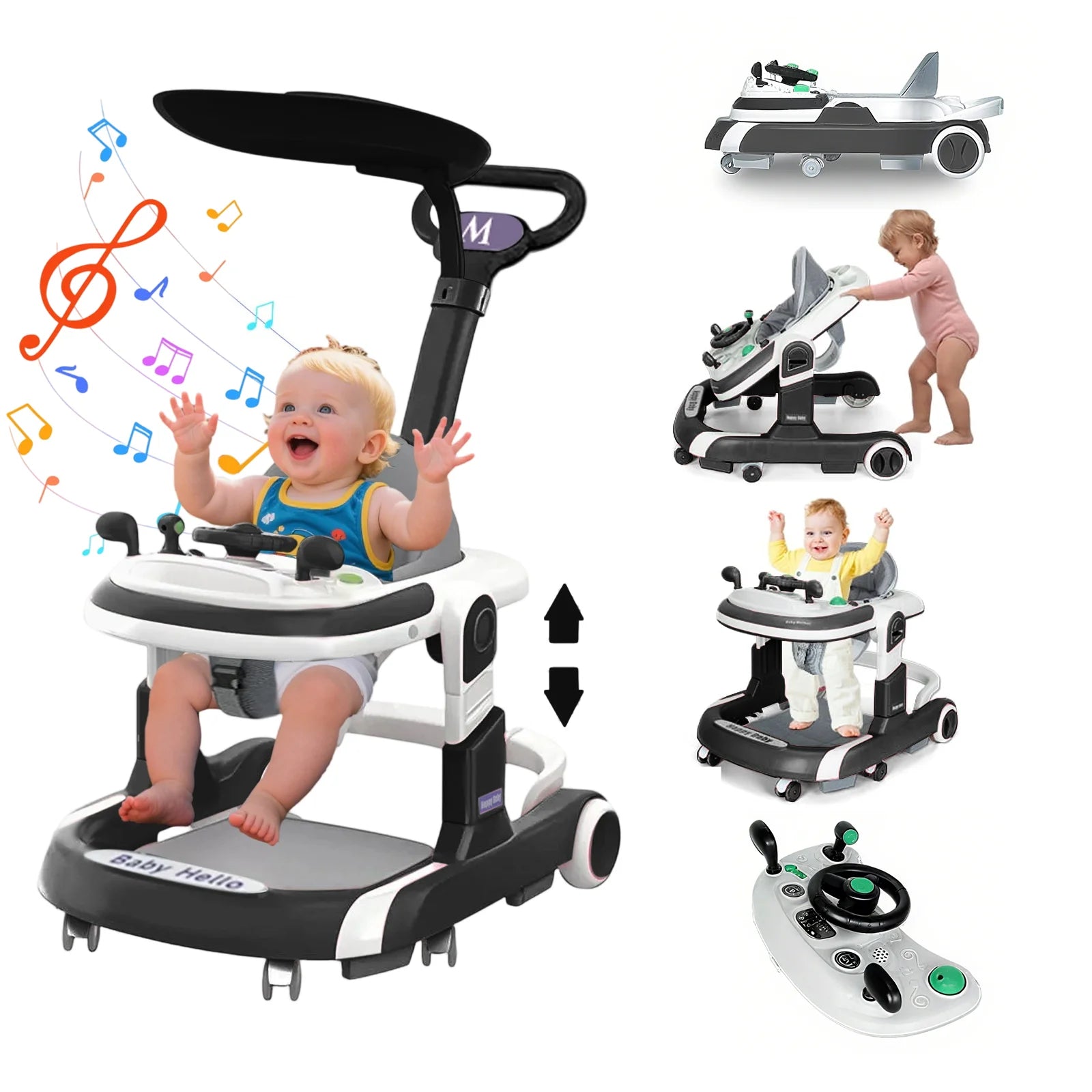 NestWalk™ Multifunctional Baby Walker (with Sunshade & Music)