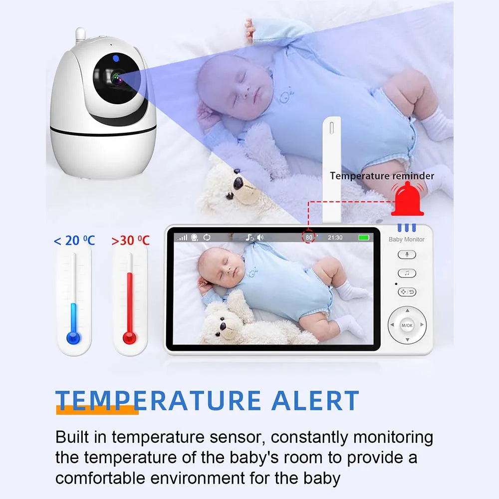 NestView™ 5" Video Baby Monitor (PTZ Zoom & Temperature Sensor)