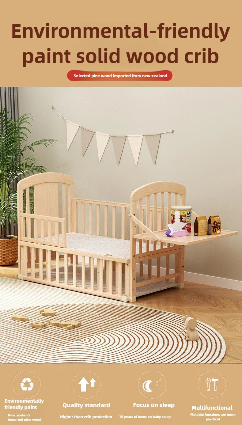 NestRock™ Solid Wood Baby Rocking Bed (with Wheels & Mosquito Net)