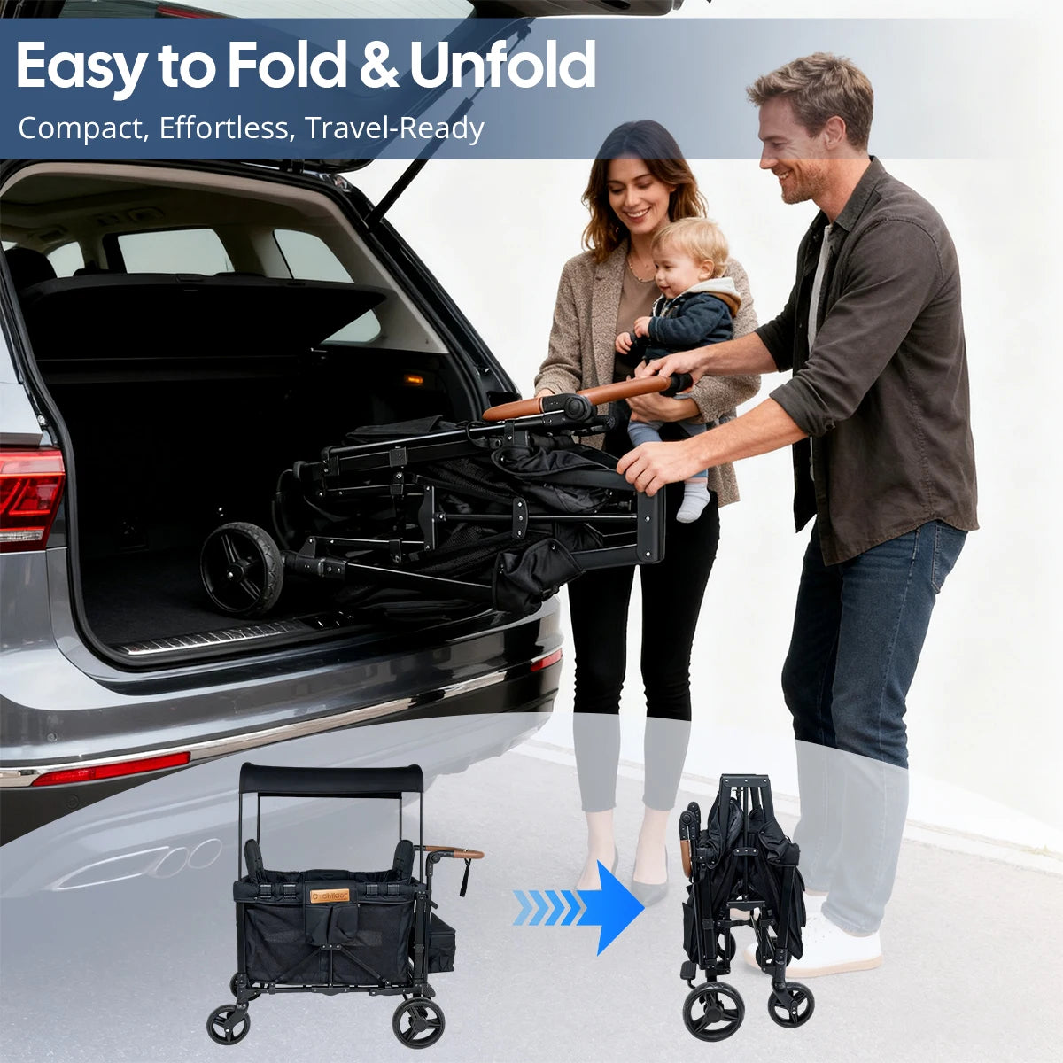 NestRide™ Twin Stroller (Foldable Double Seat)