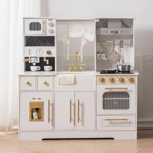 NestChef™ Wooden Play Kitchen Set (with Accessories & Microwave)