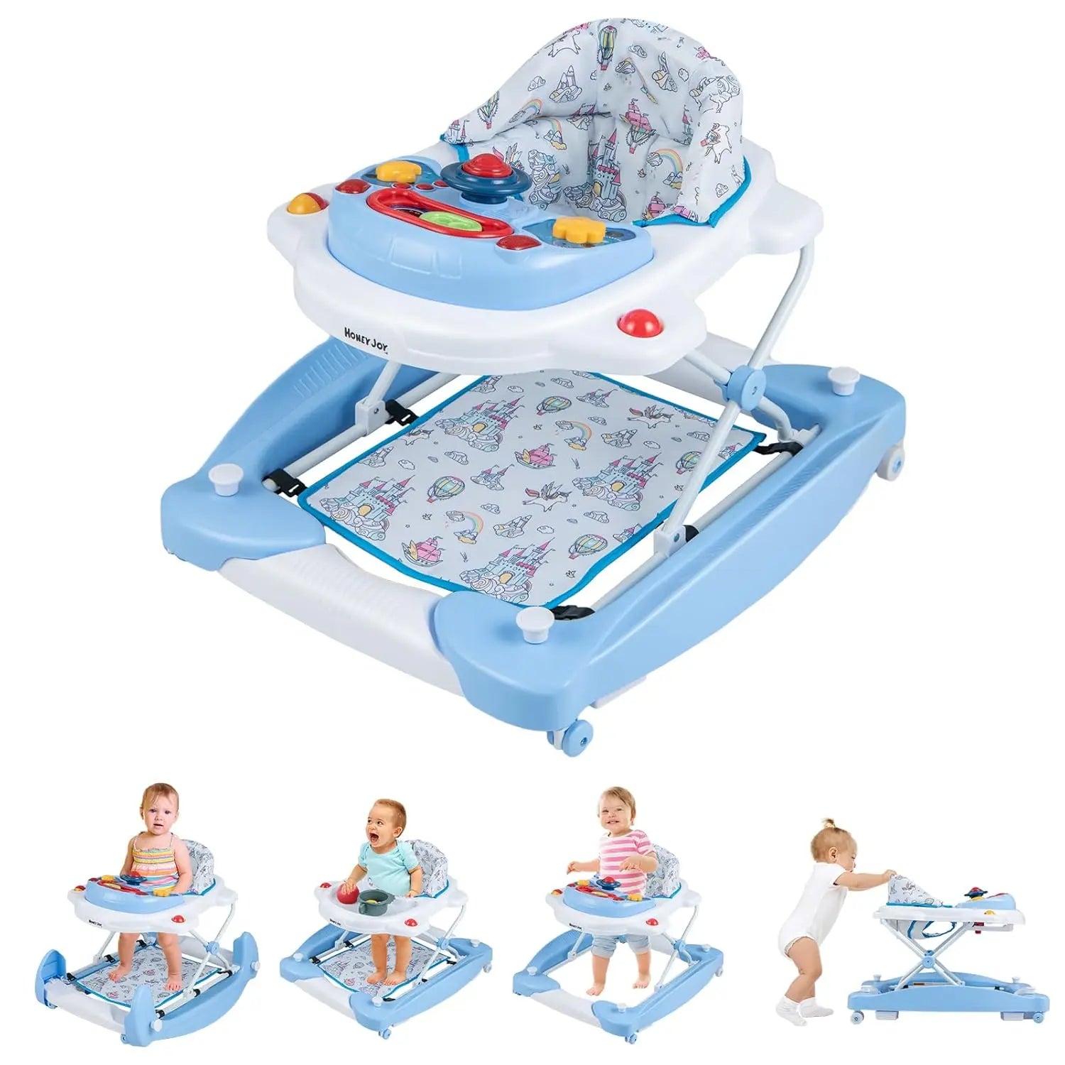 NestStride™ 6-in-1 Foldable Baby Walker & Bouncer Combo