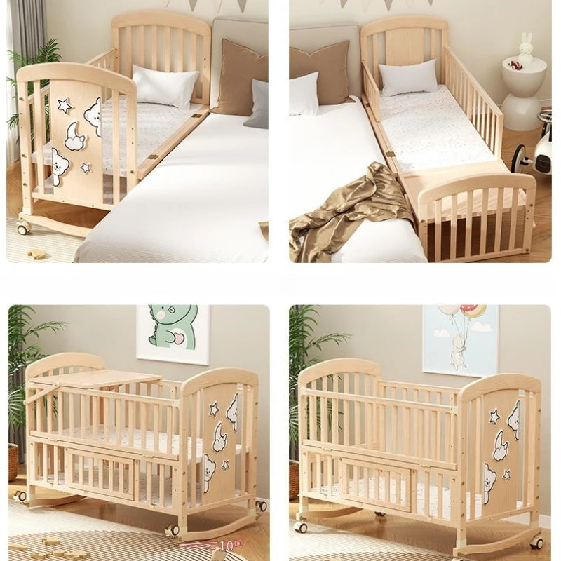 NestRock™ Solid Wood Baby Rocking Bed (with Wheels & Mosquito Net)