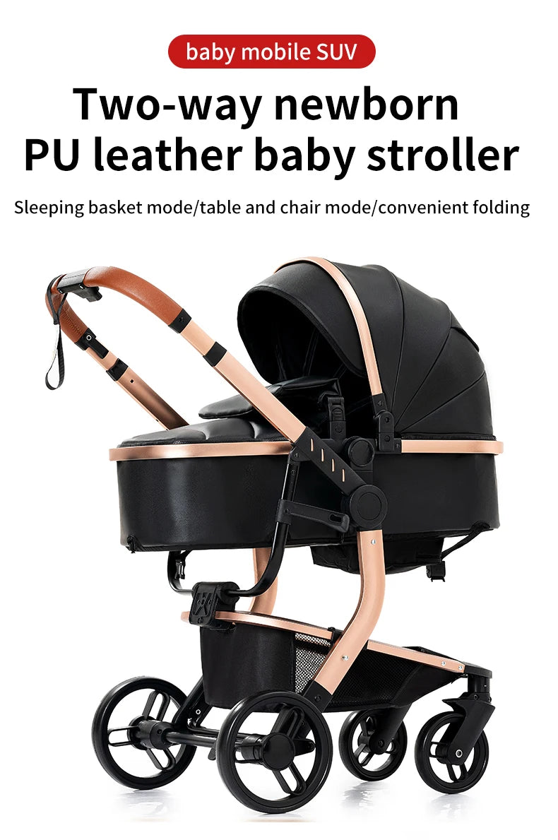 NestLuxe™ 2-in-1 Leather Stroller (Luxury Travel System)
