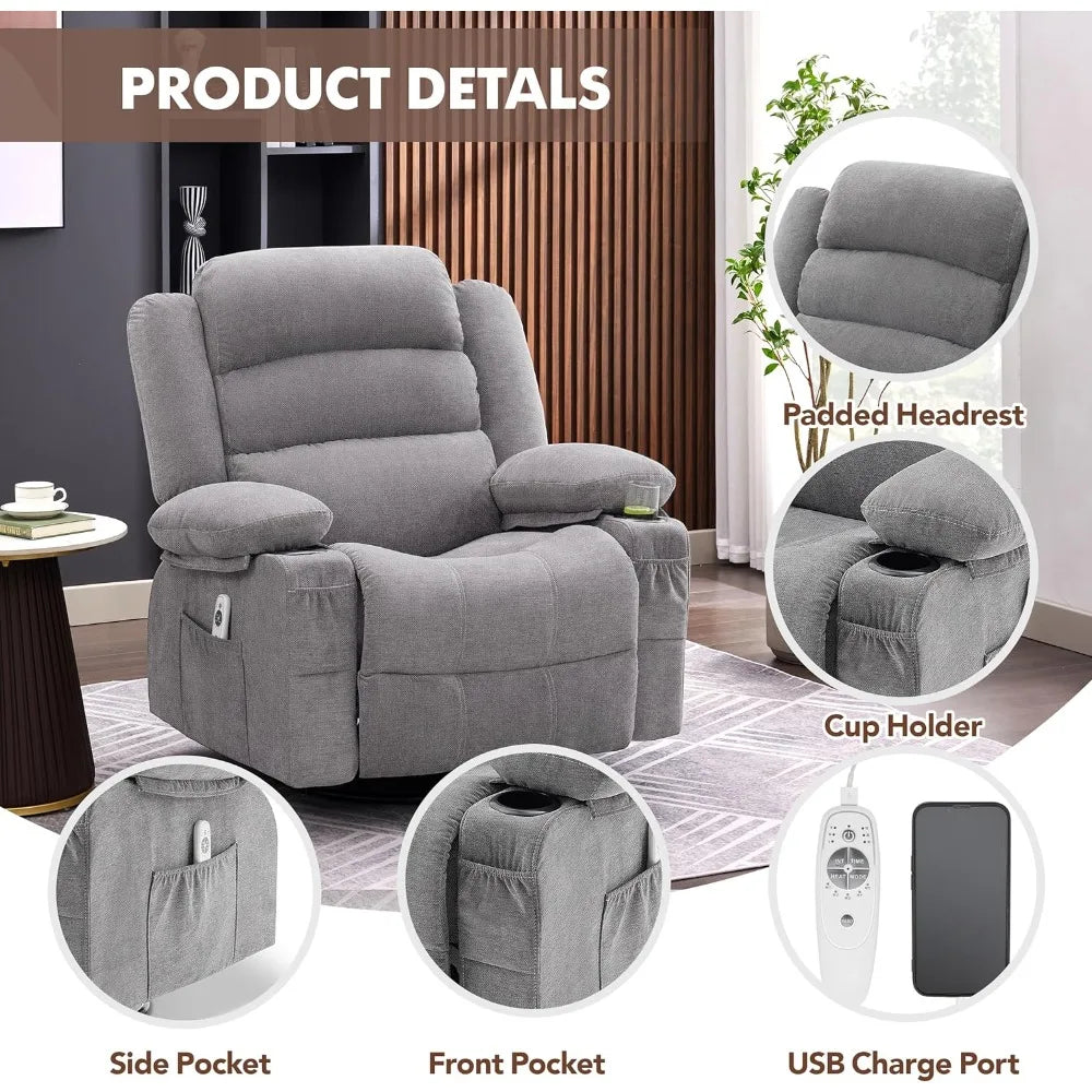 NestComfort™ Swivel Glider Recliner (Heat & Massage, Oversized)