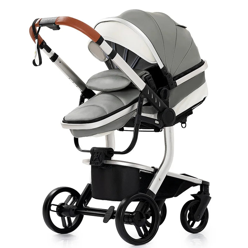 NestLuxe™ 2-in-1 Leather Stroller (Luxury Travel System)