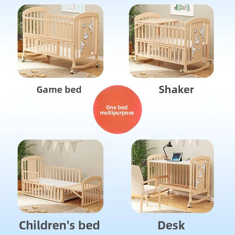 NestRock™ Solid Wood Baby Rocking Bed (with Wheels & Mosquito Net)