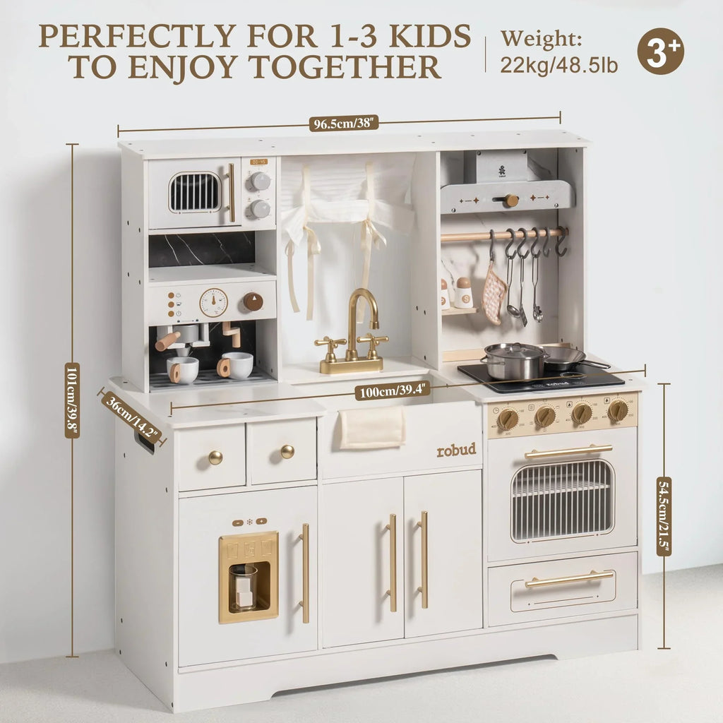NestChef™ Wooden Play Kitchen Set (with Accessories & Microwave)