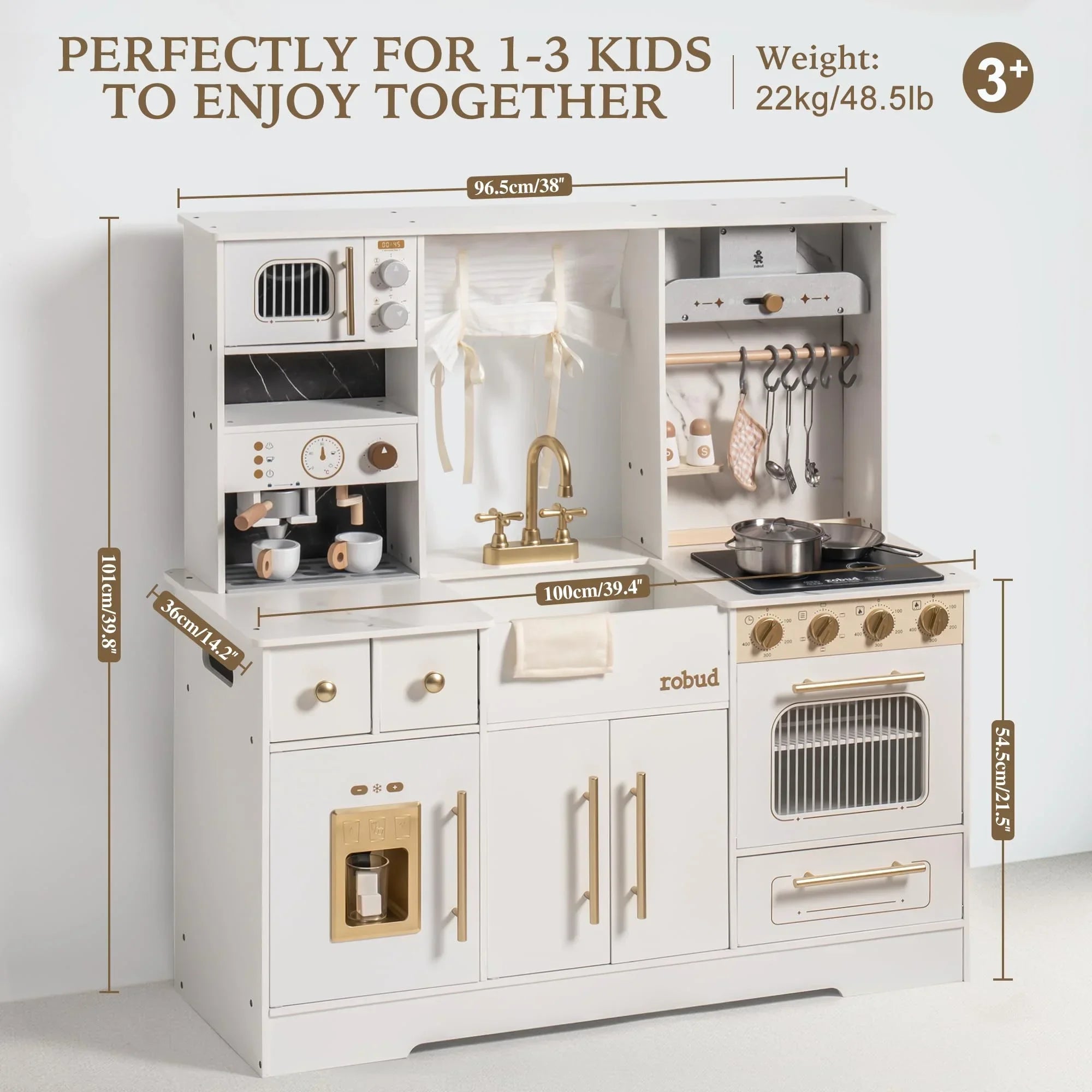 NestChef™ Wooden Play Kitchen Set (with Accessories & Microwave)