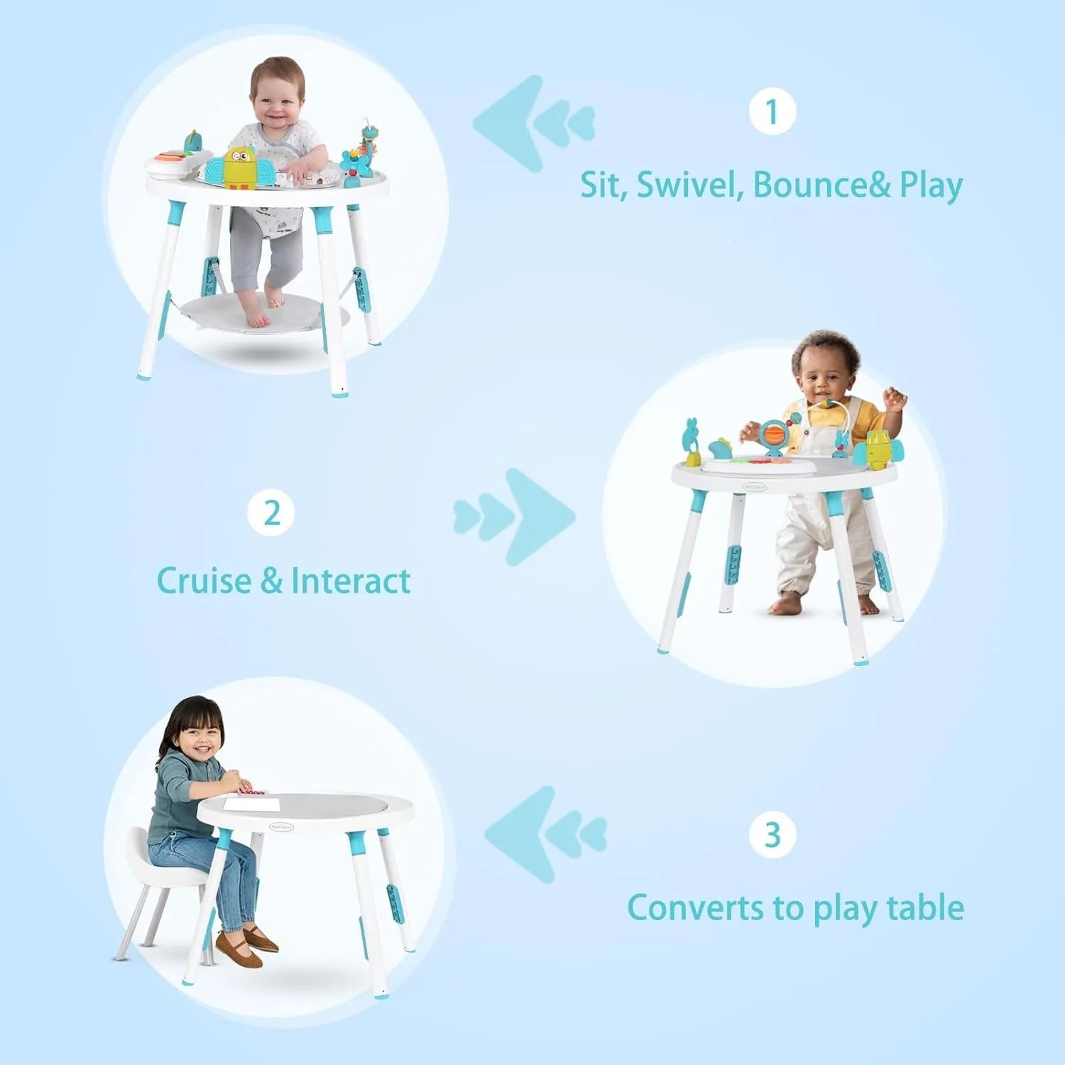 NestJump™ 3-in-1 Activity Center & Jumper (360° Rotating Seat)