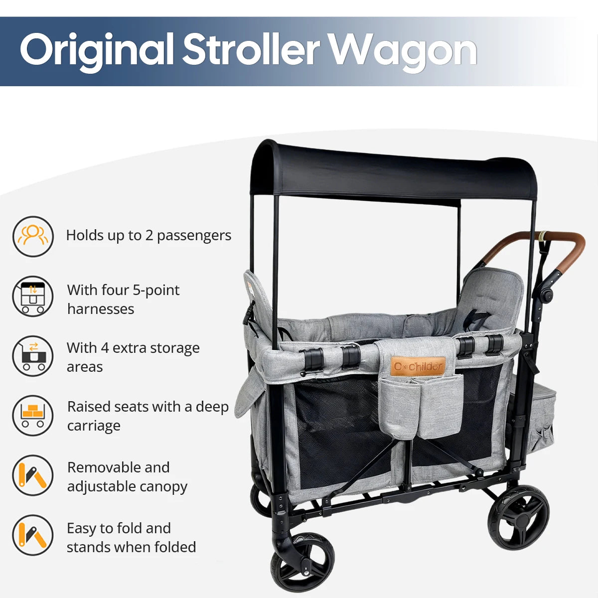 NestRide™ Twin Stroller (Foldable Double Seat)