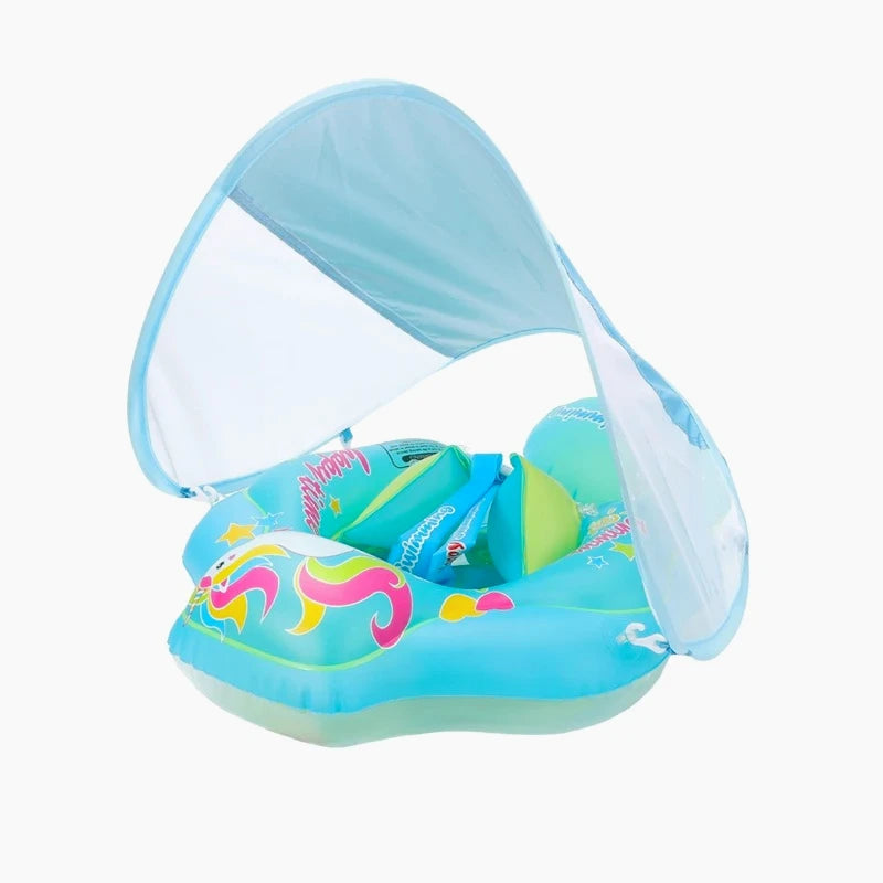 NestSplash™ Baby Pool Float with Canopy (Inflatable Swim Ring)