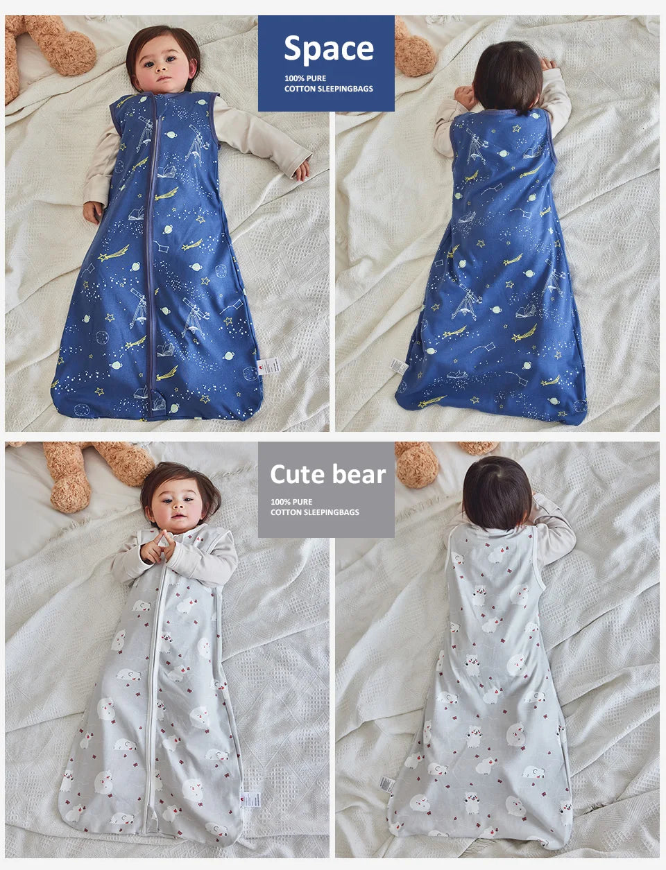 NestSack™ Anti-Kick Sleepsack (3-18 Months, 100% Cotton)