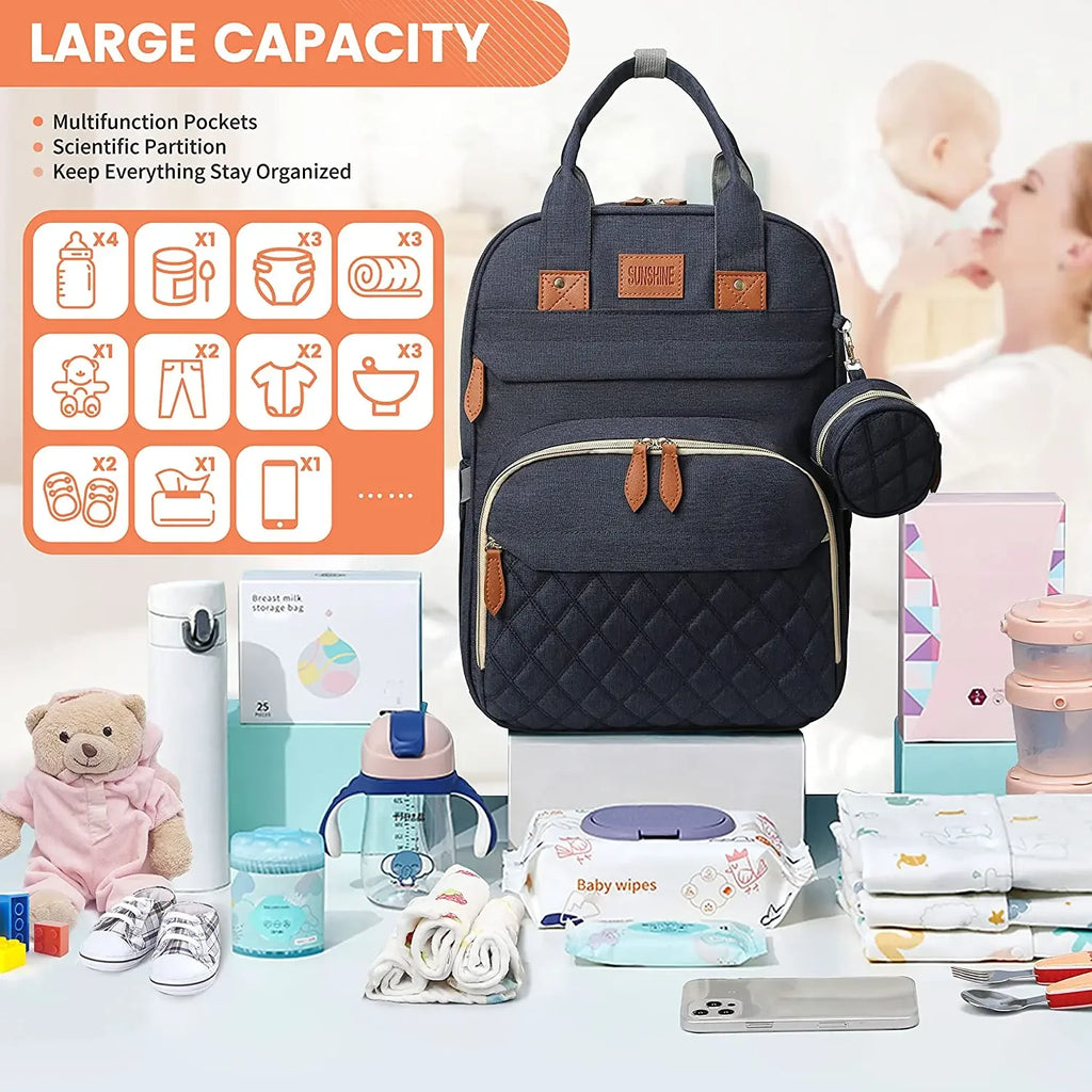 NestGo™ 3-in-1 Diaper Bag Backpack (Foldable Bed & USB Charge)