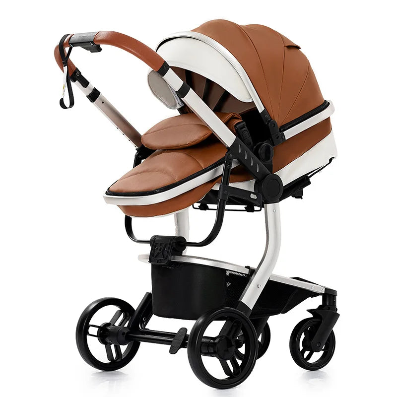 NestLuxe™ 2-in-1 Leather Stroller (Luxury Travel System)