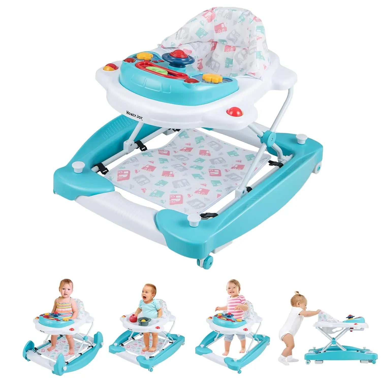 NestStride™ 6-in-1 Foldable Baby Walker & Bouncer Combo
