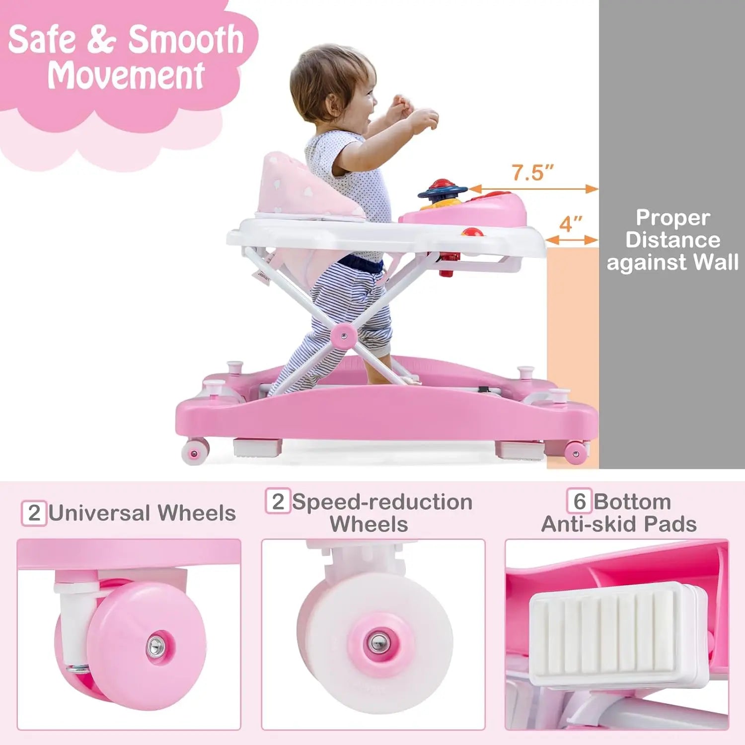 NestStride™ 6-in-1 Foldable Baby Walker & Bouncer Combo