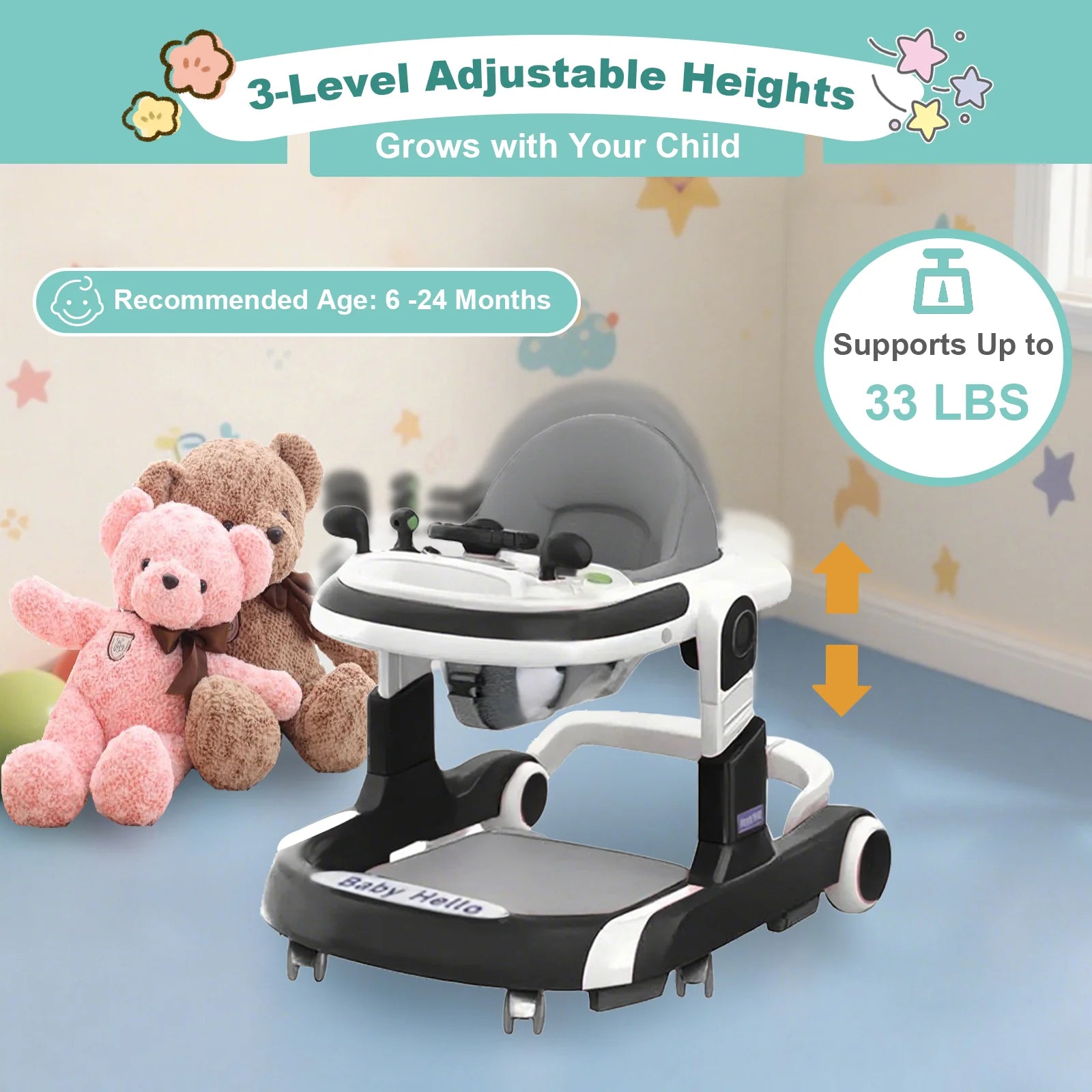 NestWalk™ Multifunctional Baby Walker (with Sunshade & Music)
