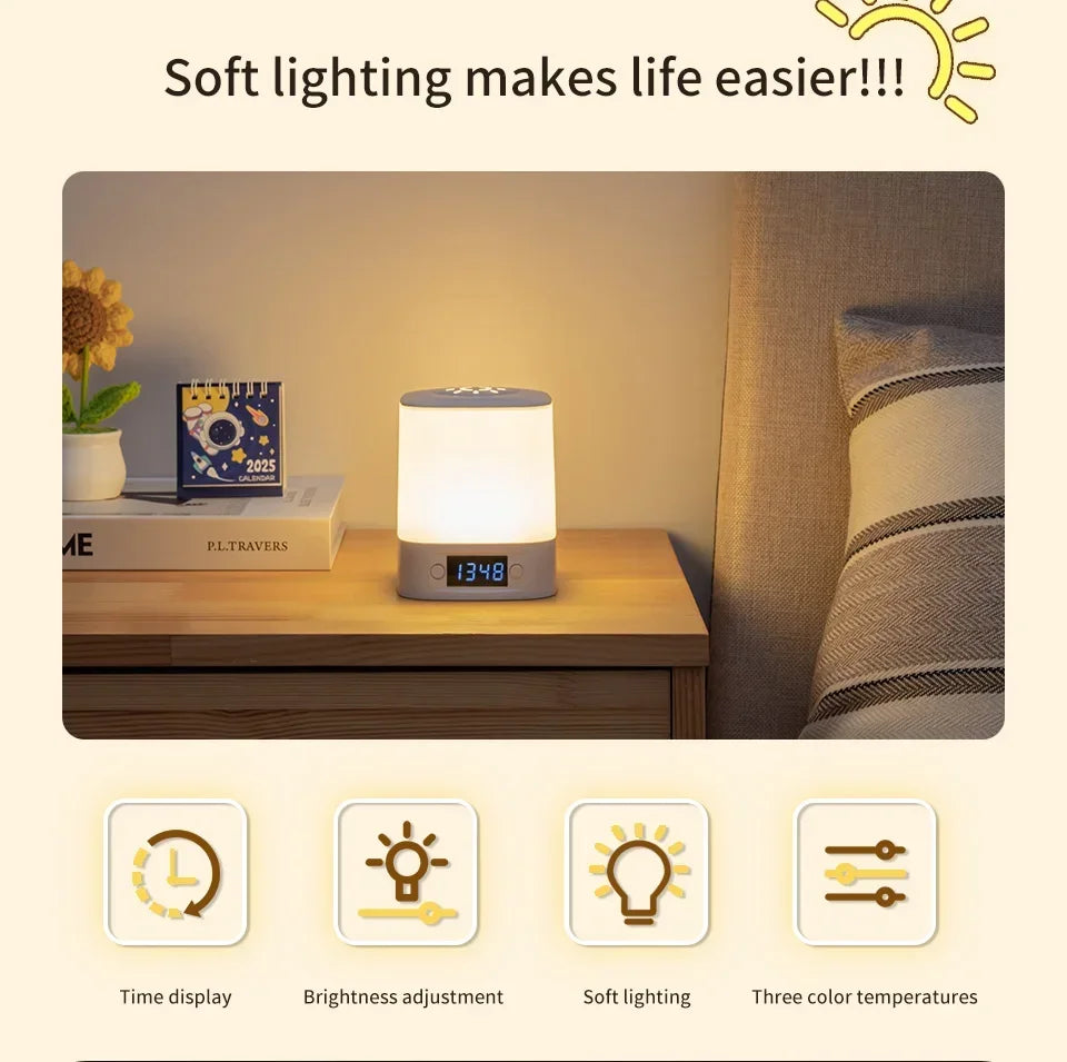 NestTime™ Rechargeable Night Light with Clock & Adjustable Brightness